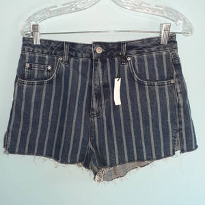 NWT Top Shop Moto Mom Jean Shorts Stripped Size 8